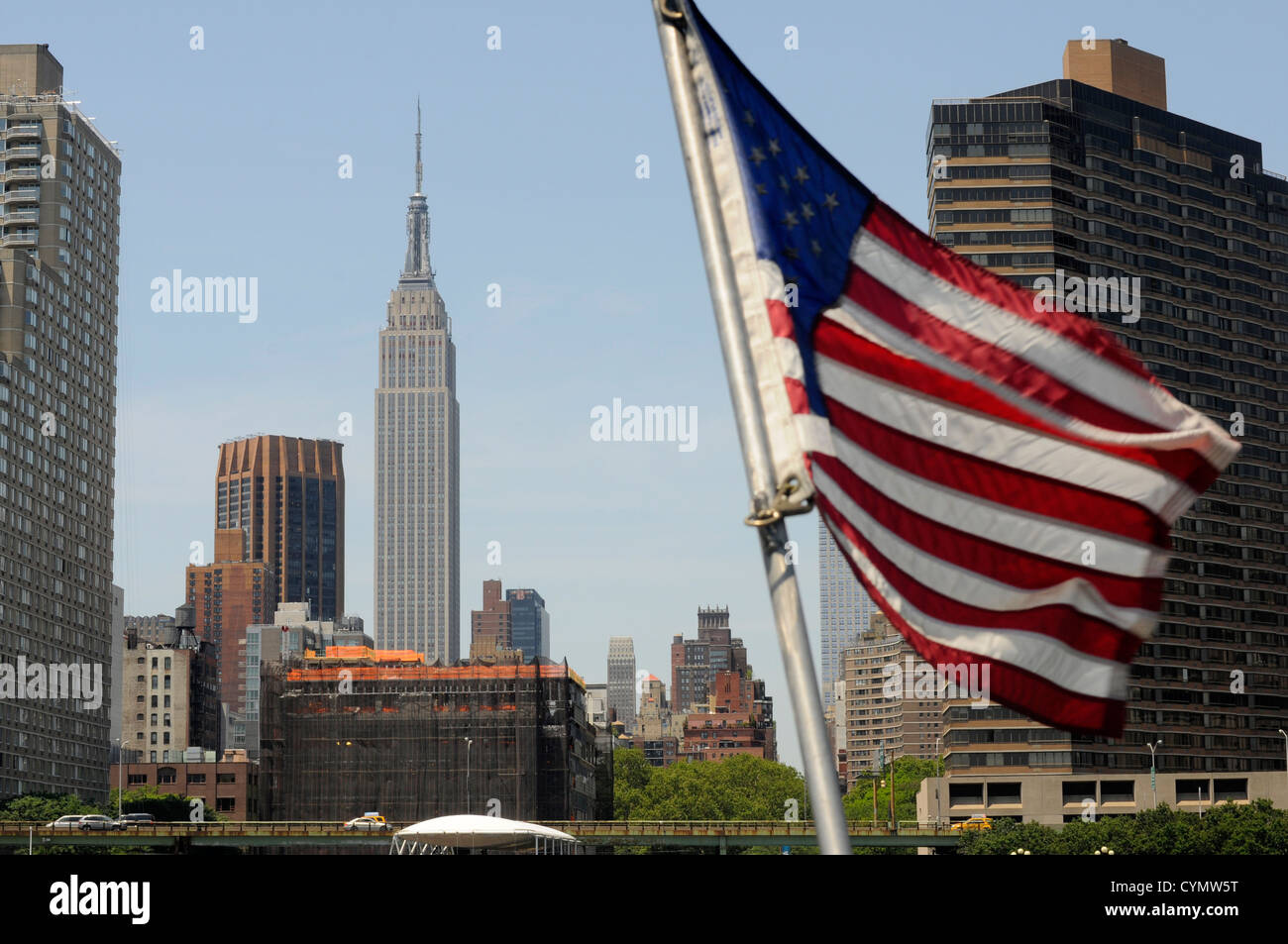The New York City skyline on a sunny day photographed from the East ...