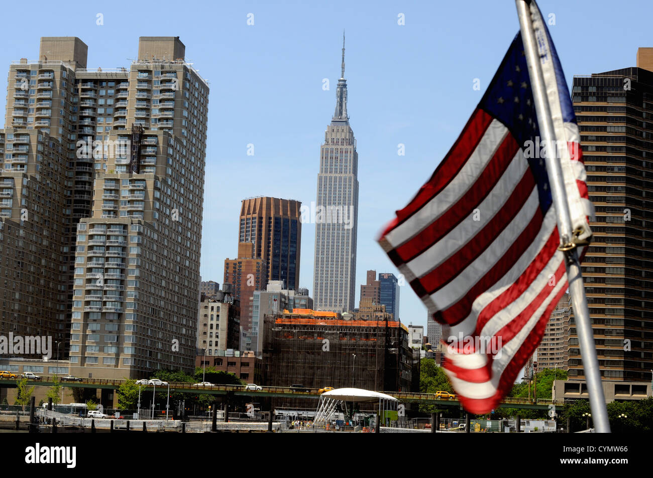 The New York City skyline on a sunny day photographed from the East ...