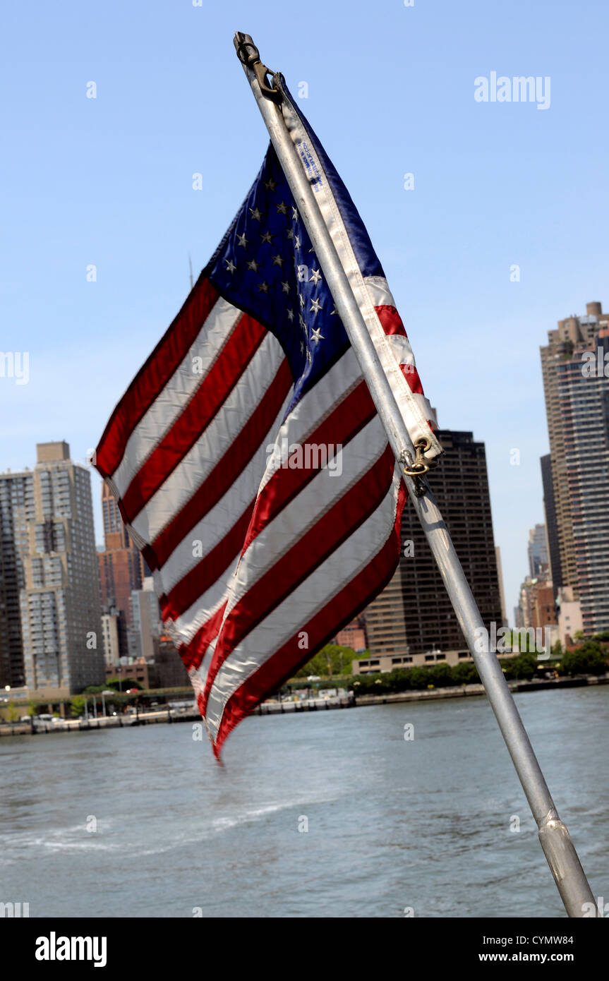 The New York City skyline on a sunny day photographed from the East ...