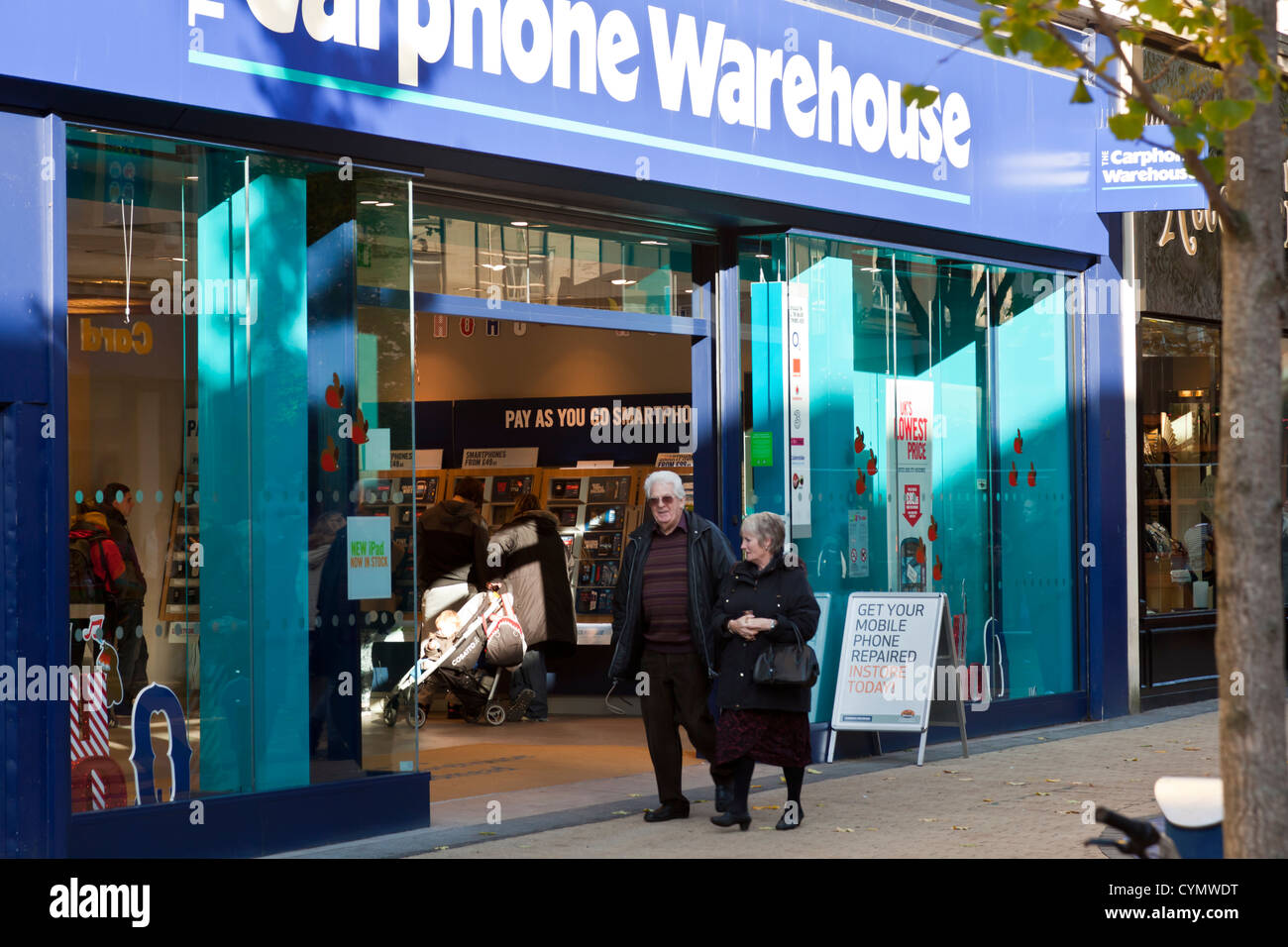 The Carphone Warehouse independent mobile phone retail store shop outlet, Broadmead shopping center precinct, Bristol England UK Stock Photo