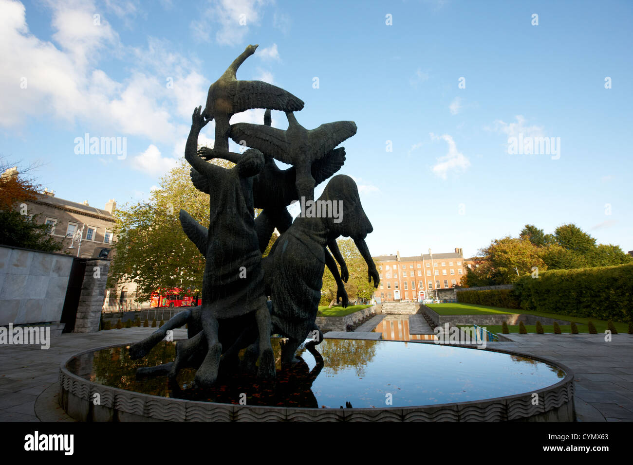 children of lir sculpture in the garden of remembrance dublin republic