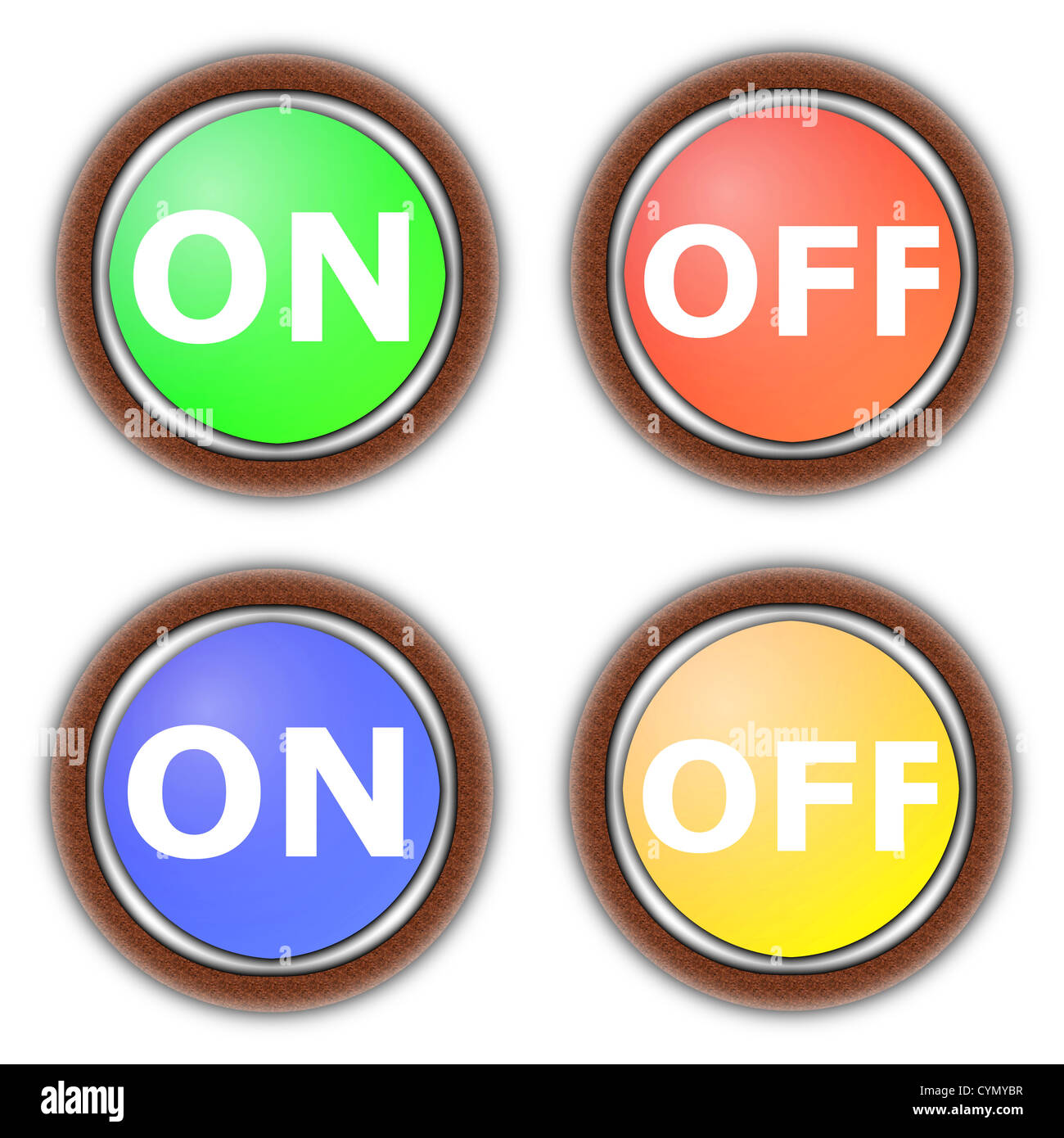 on and off button collection isolated on white Stock Photo - Alamy