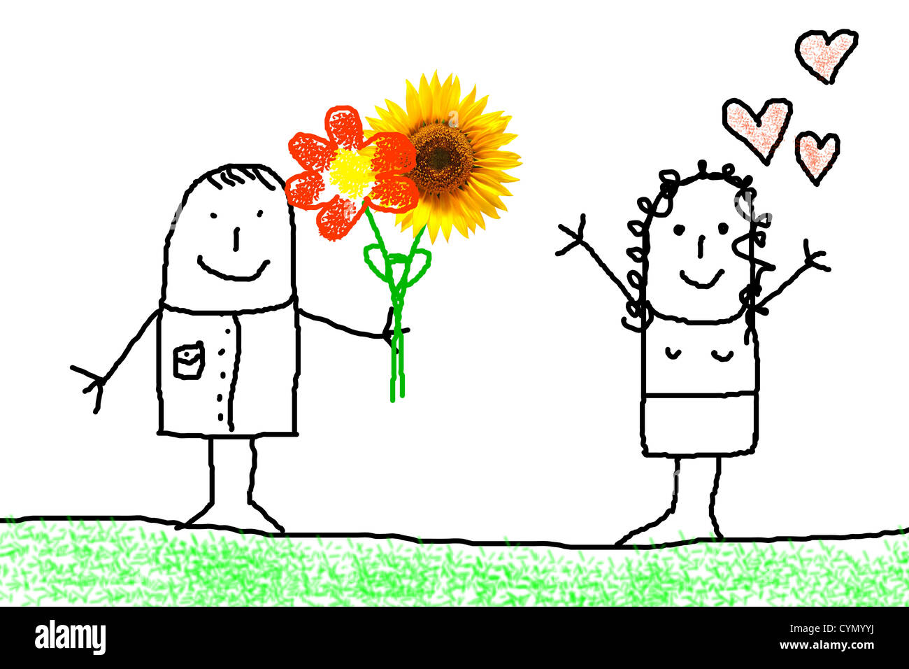 illustration of love concept with flower and figure Stock Photo - Alamy
