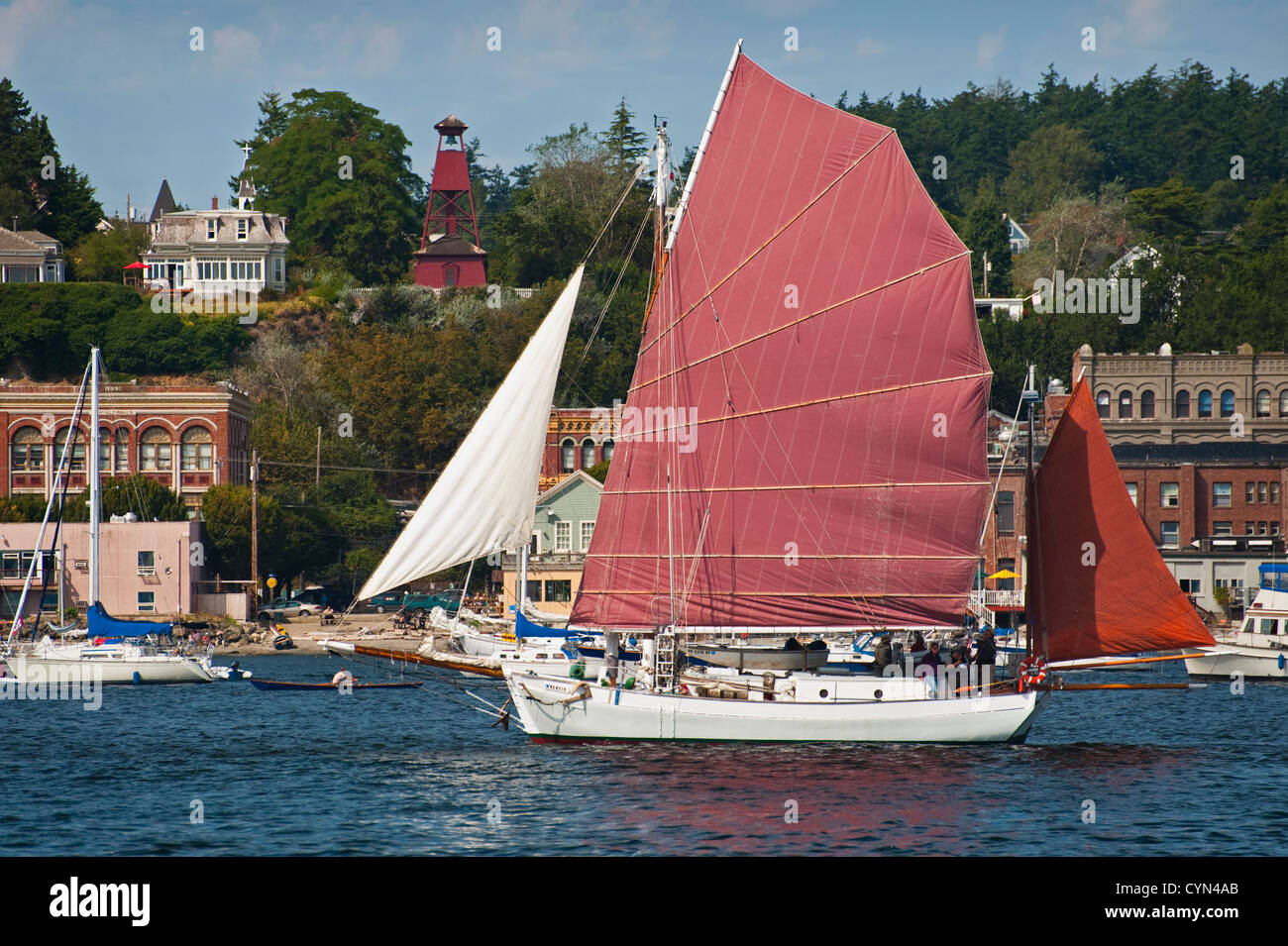 A multitude of wooden sailboats gather for the Port Townsend Wooden