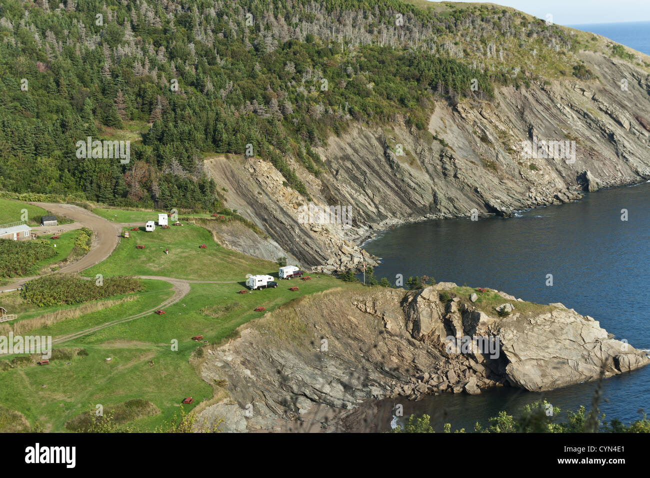 Meat Cove camp ground, Cape Breton Island, Nova Scotia, Canada Stock