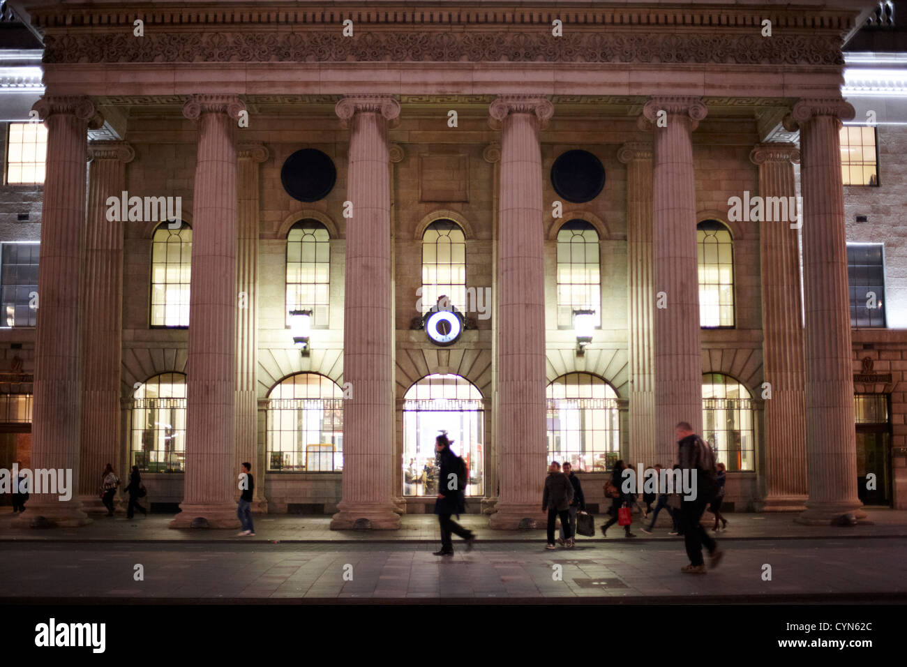 front of the gpo general post office at night on oconnell street dublin