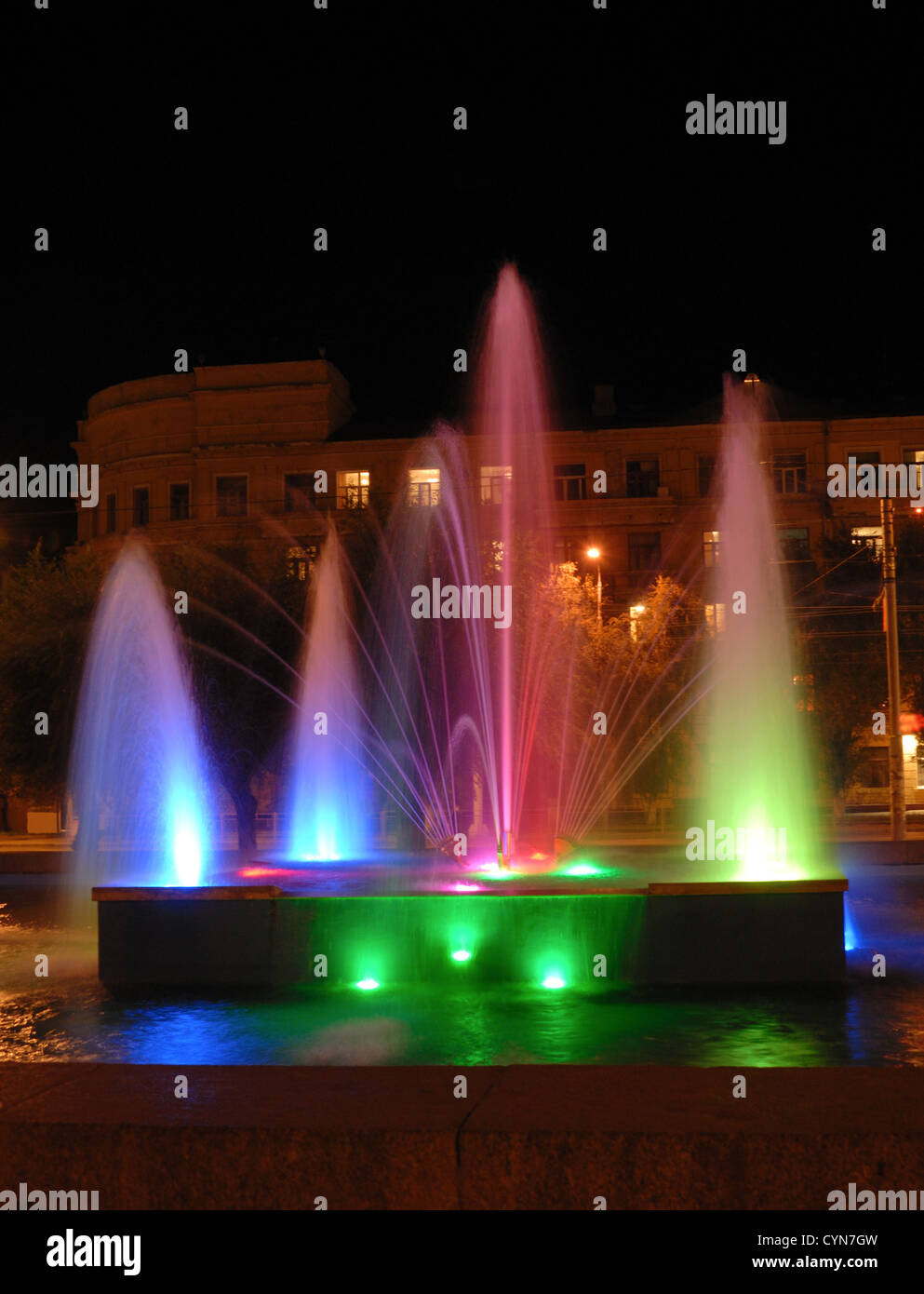 Night street fountain color lighting hi-res stock photography and ...