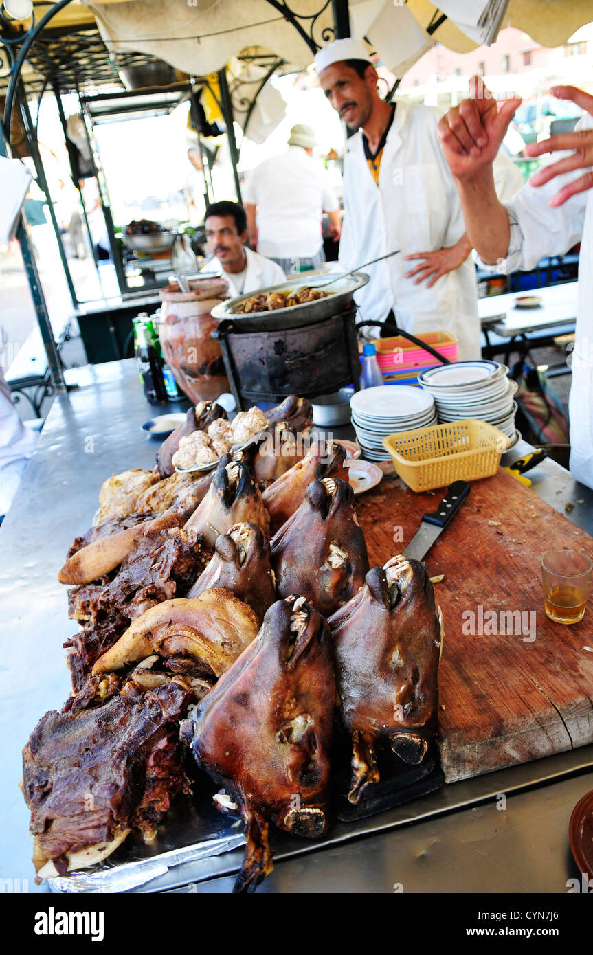 Sheep heads ( usually steamed in a special pot ) are very popular street food in Morocco and the Maghreb. Stock Photo