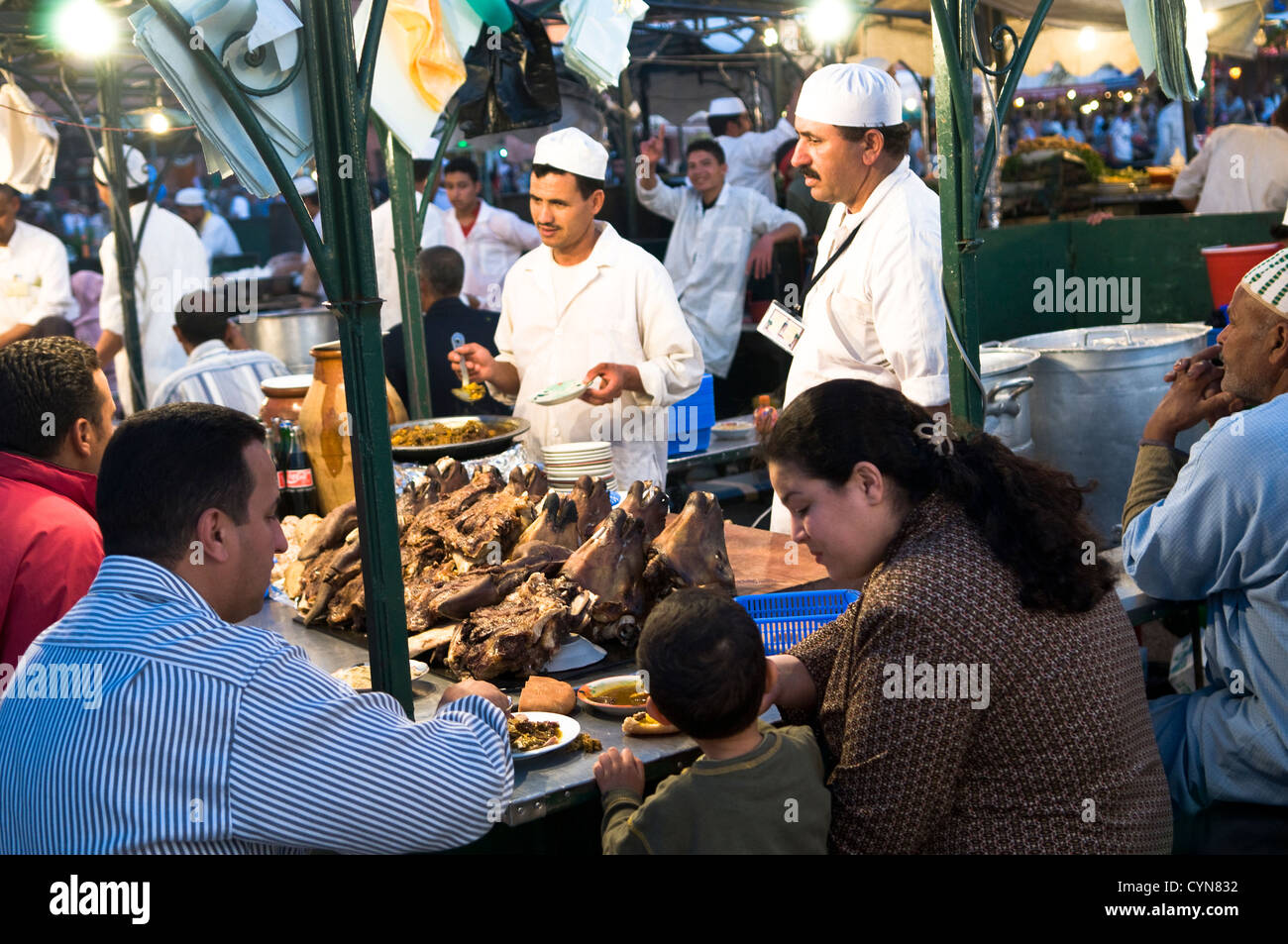 Sheep heads ( usually steamed in a special pot ) are very popular street food in Morocco and the Maghreb. Stock Photo