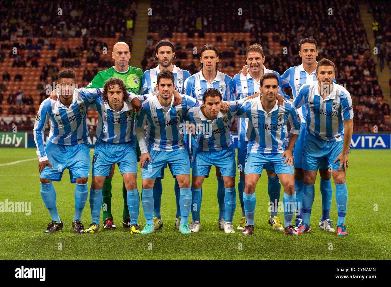Malaga team group lineup, NOVEMBER 6, 2012 Football / Soccer UEFA Champions League group C