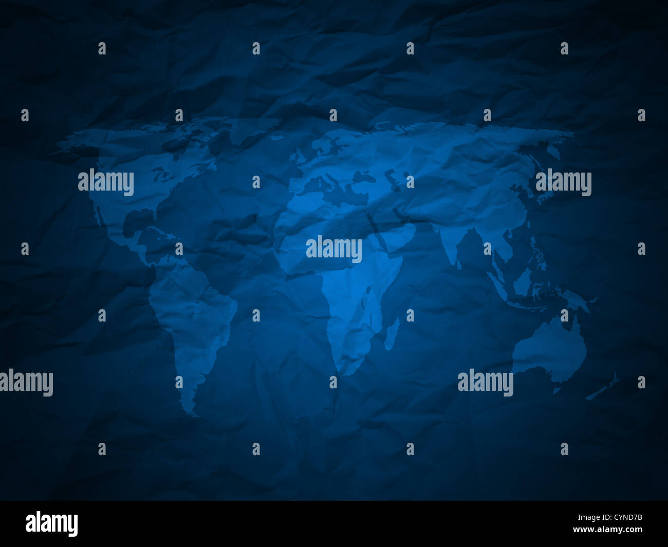 World map on a blue grunge paper background Stock Photo - Alamy