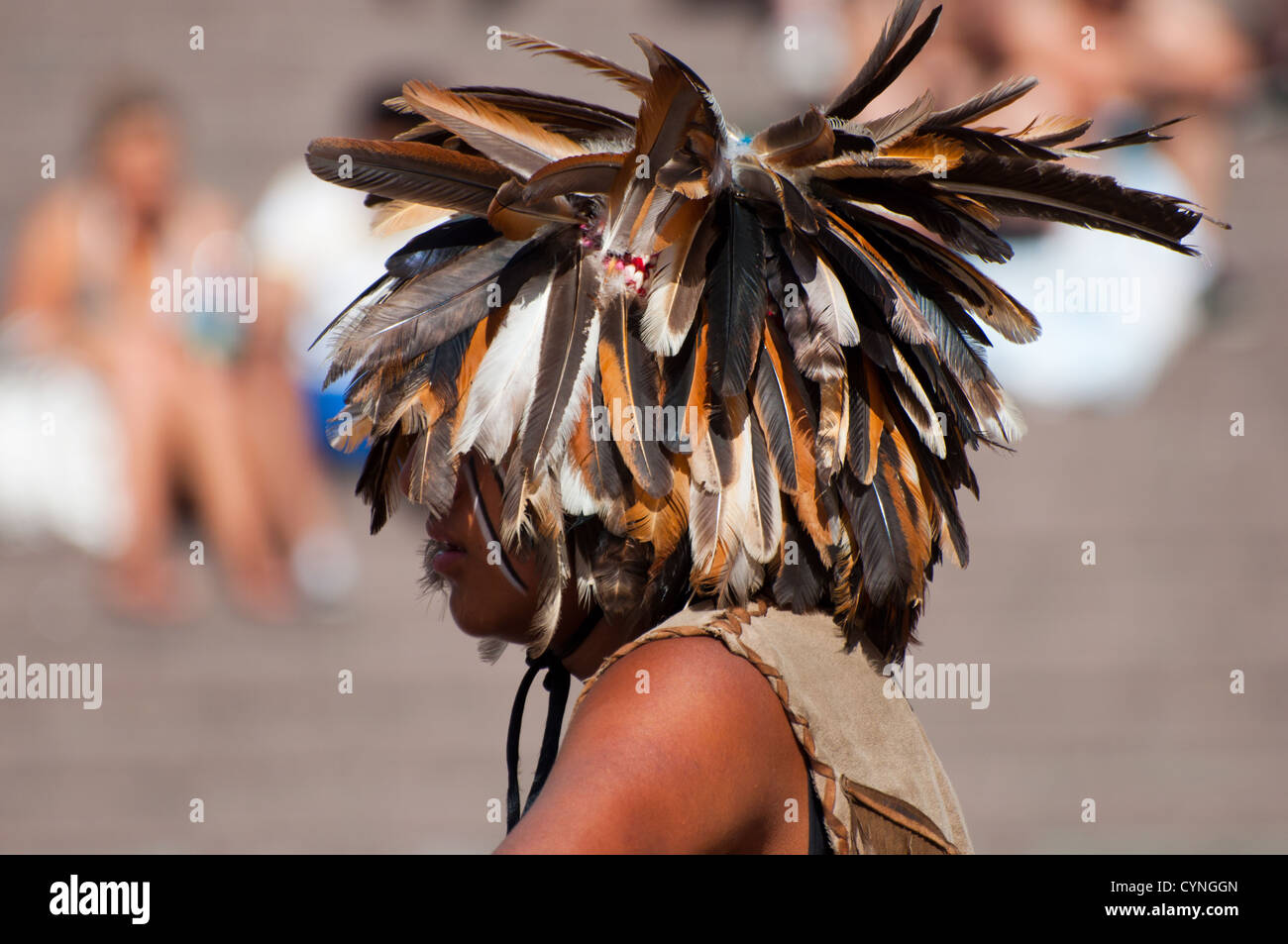 Indian boy in the national headdress close up Stock Photo