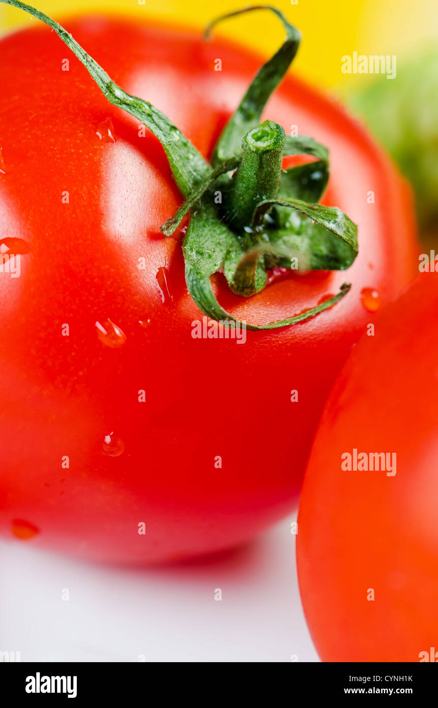 Red ripe tomato close up Stock Photo