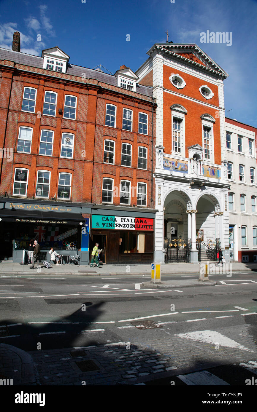 St Peter's Italian church on Clerkenwell Road in the Littly Italy part of Clerkenwell, London, UK Stock Photo