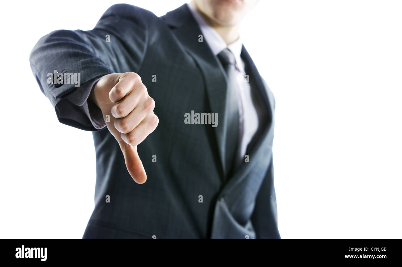 Businessman gesturing thumbs down Stock Photo - Alamy
