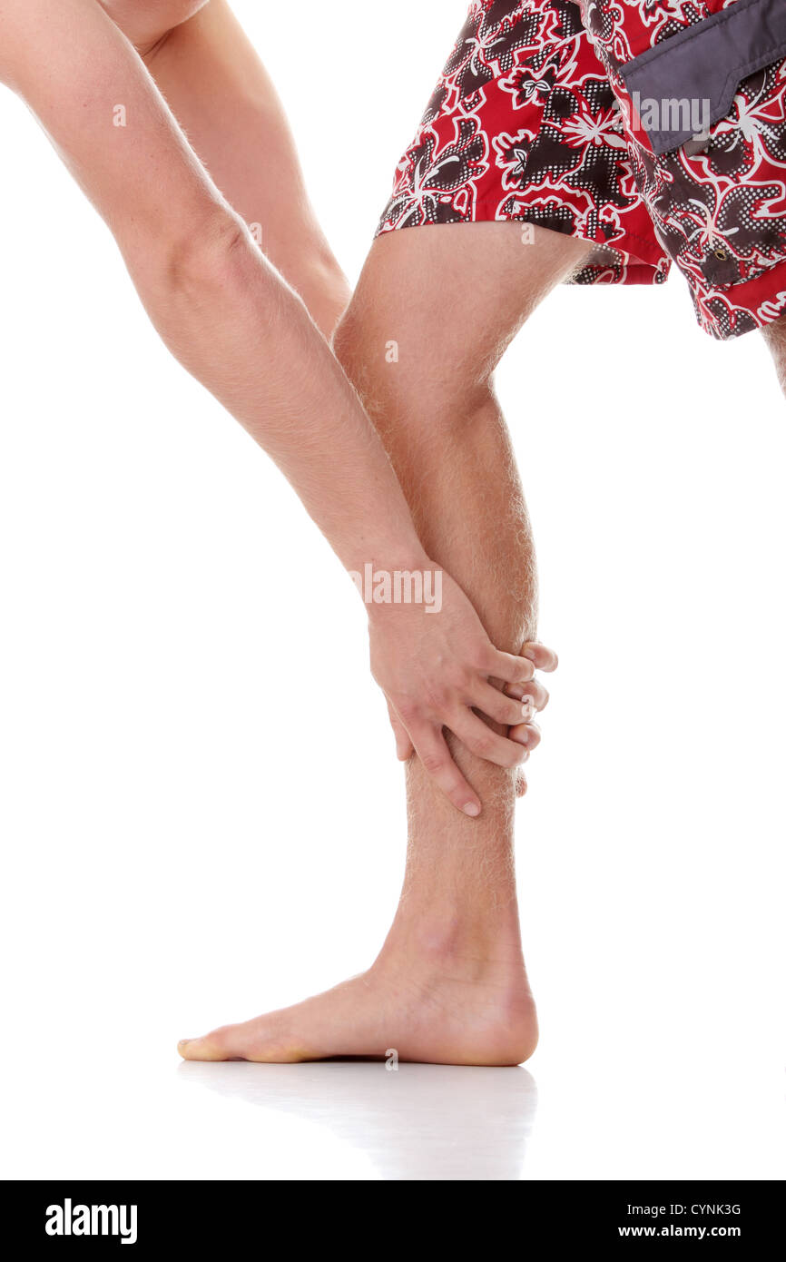 Young male hairy leg calf hi-res stock photography and images - Alamy