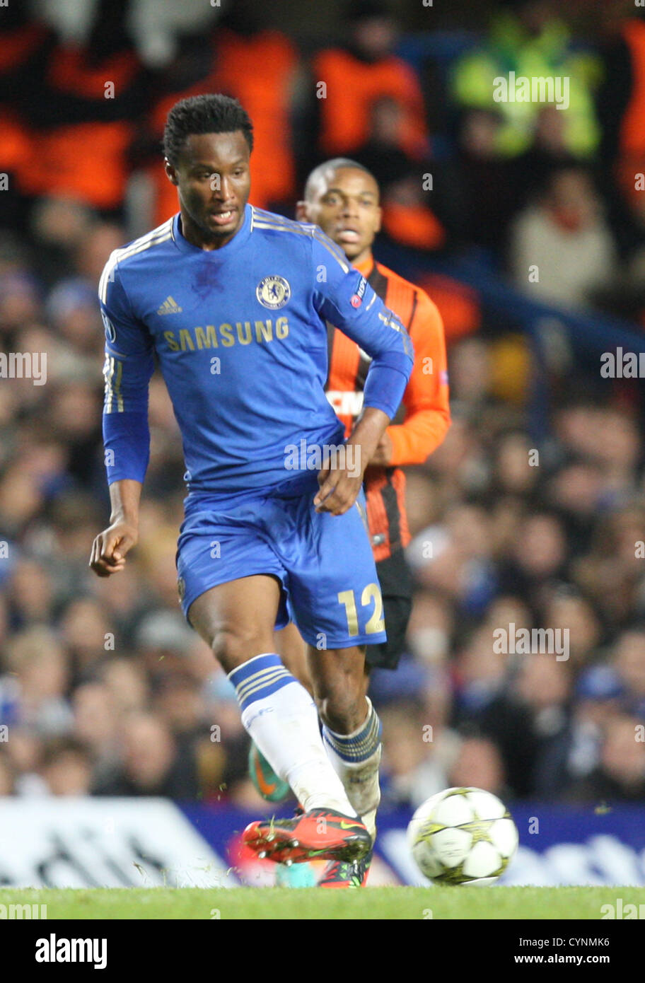 07.11.2012. London, England.  John Obi Mikel of Chelsea in action during the UEFA Champions League Group E game between Chelsea and Shakhtar Donetsk from Stamford Bridge Stock Photo