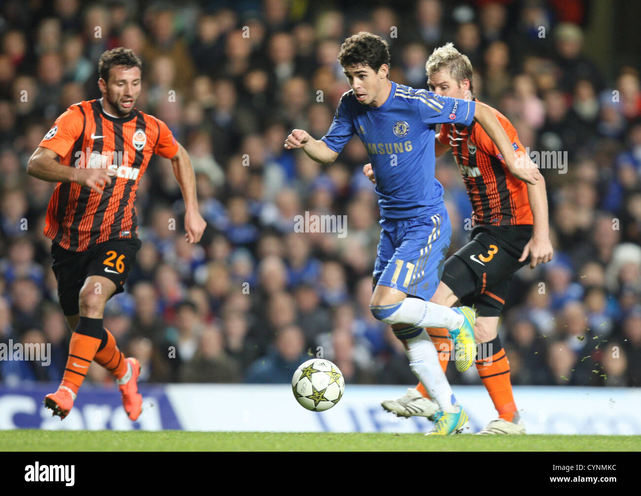 07.11.2012. London, England.  Oscar of Chelsea in action during the UEFA Champions League Group E game between Chelsea and Shakhtar Donetsk from Stamford Bridge Stock Photo