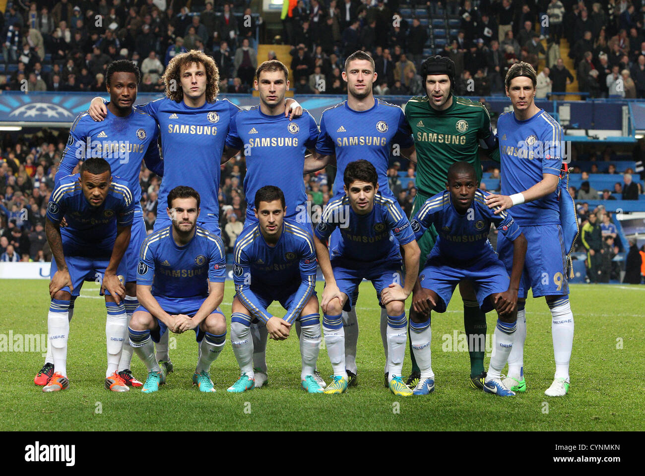 07.11.2012. London, England.  Chelsea Team before kick off the UEFA Champions League Group E game between Chelsea and Shakhtar Donetsk from Stamford Bridge Stock Photo
