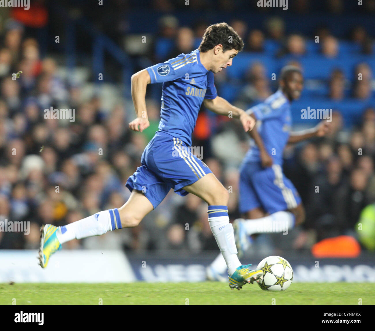 07.11.2012. London, England.  Oscar of Chelsea in action during the UEFA Champions League Group E game between Chelsea and Shakhtar Donetsk from Stamford Bridge Stock Photo