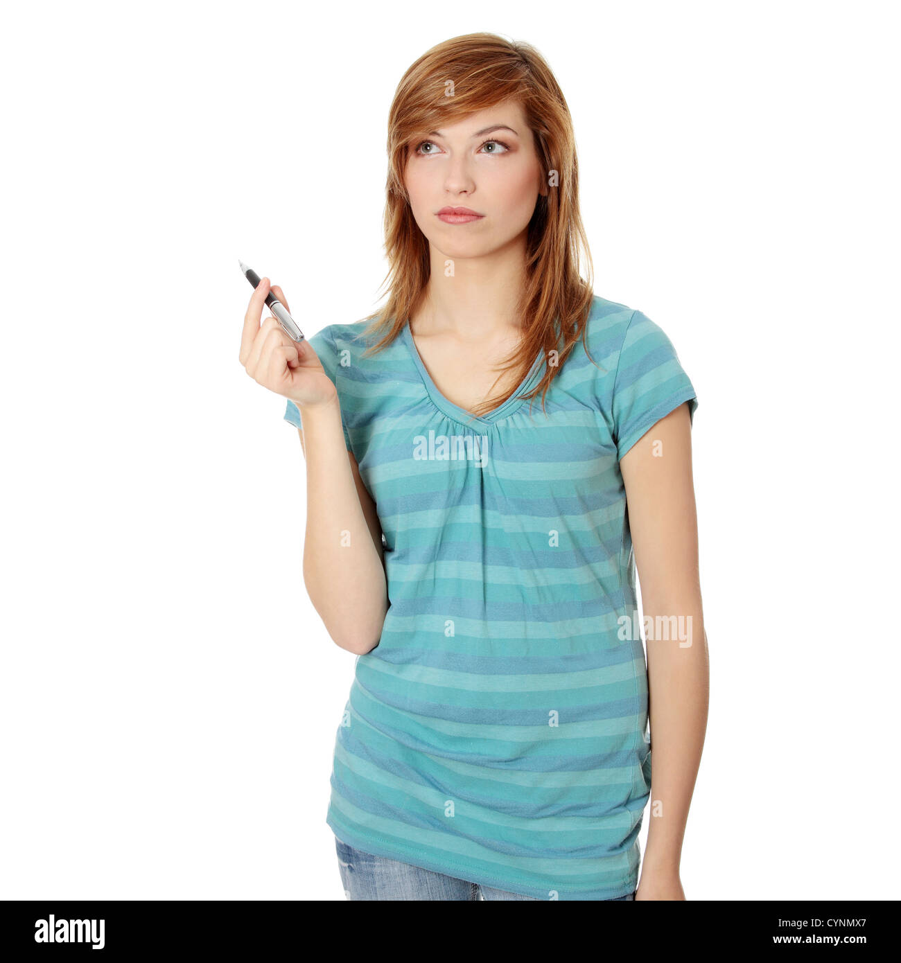 Teen student girl isolated on white background Stock Photo - Alamy