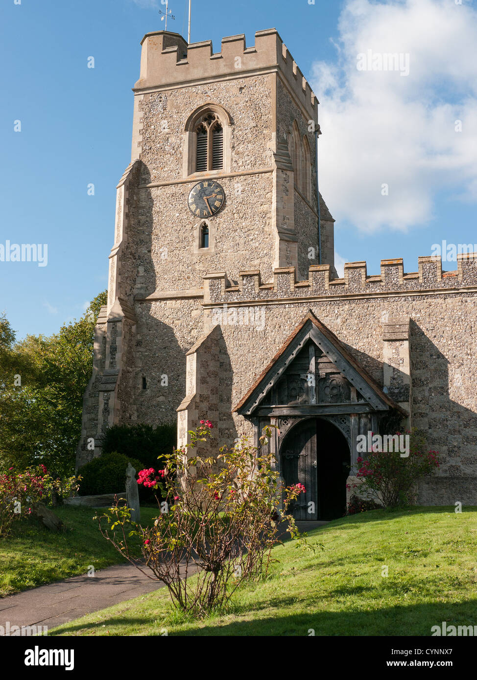 13th-14th Century All Saints Church, built of stone and flint, Marsworth, Buckinghamshire, UK Stock Photo