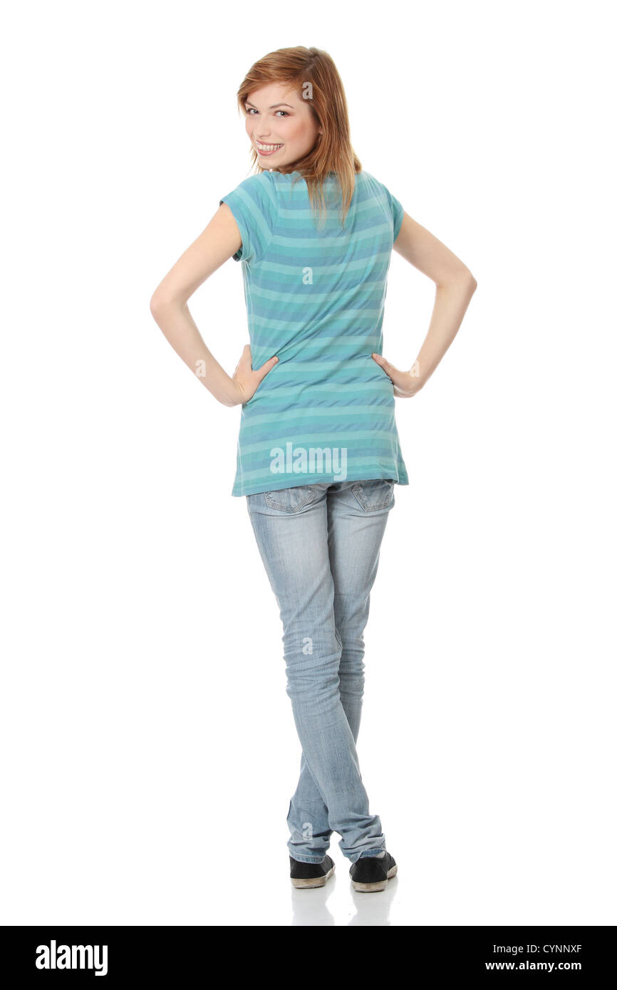 Isolated full length portrait of a beautiful teen woman Stock Photo - Alamy