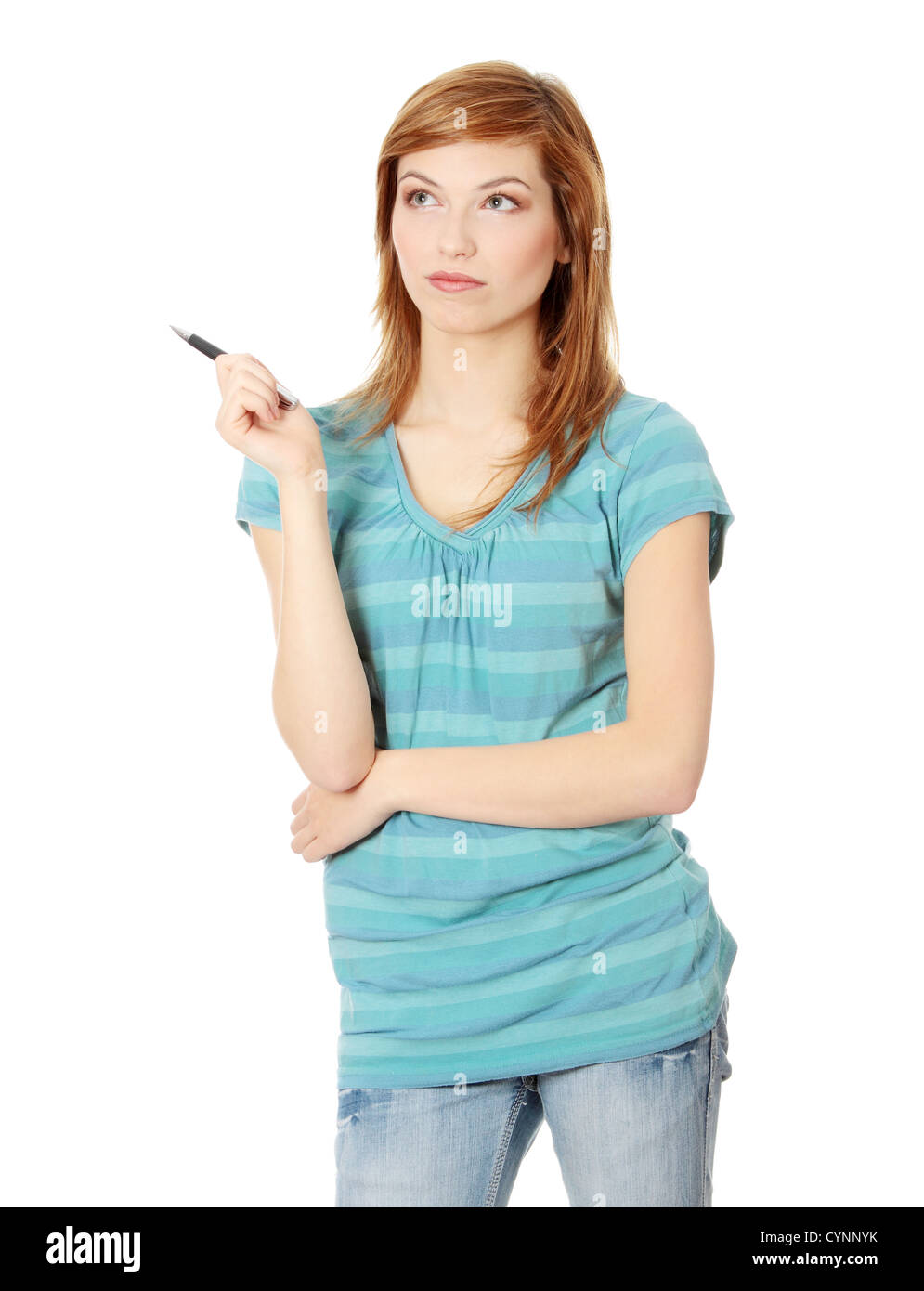 Teen student girl isolated on white background Stock Photo - Alamy