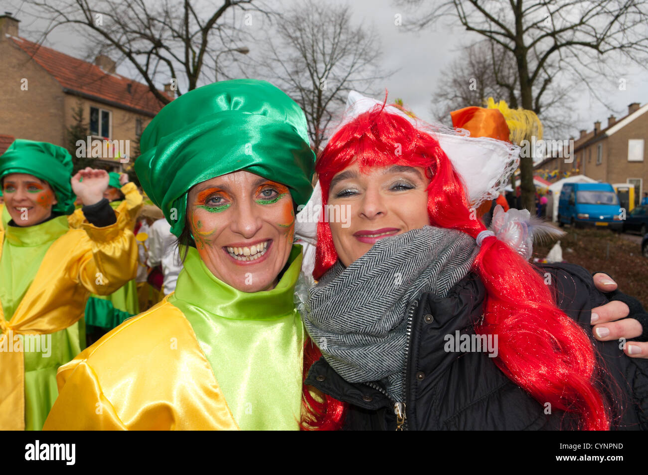 People joining the carnival parade in Oldenzaal, the Netherlands Stock Photo