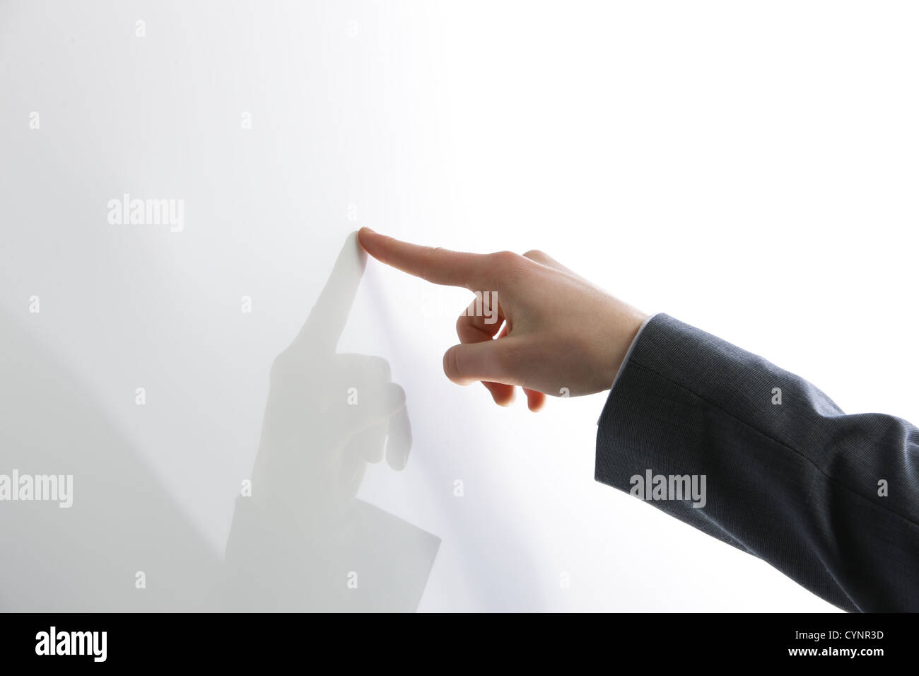 Hand Point Screen Business man hand point on blank touch screen,. Copy space Stock Photo ...