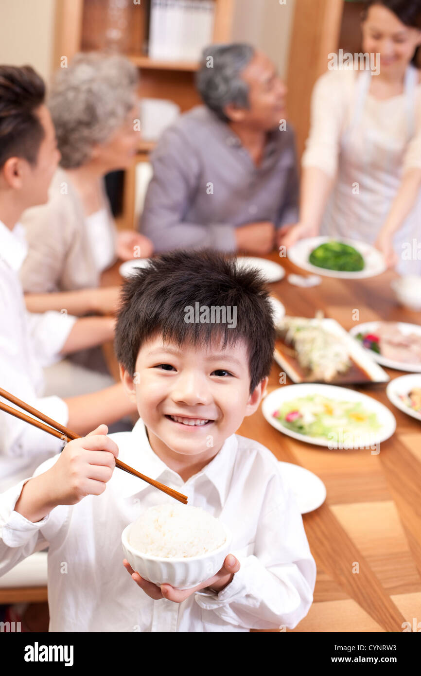 Chinese father and son eating rice hi-res stock photography and images ...
