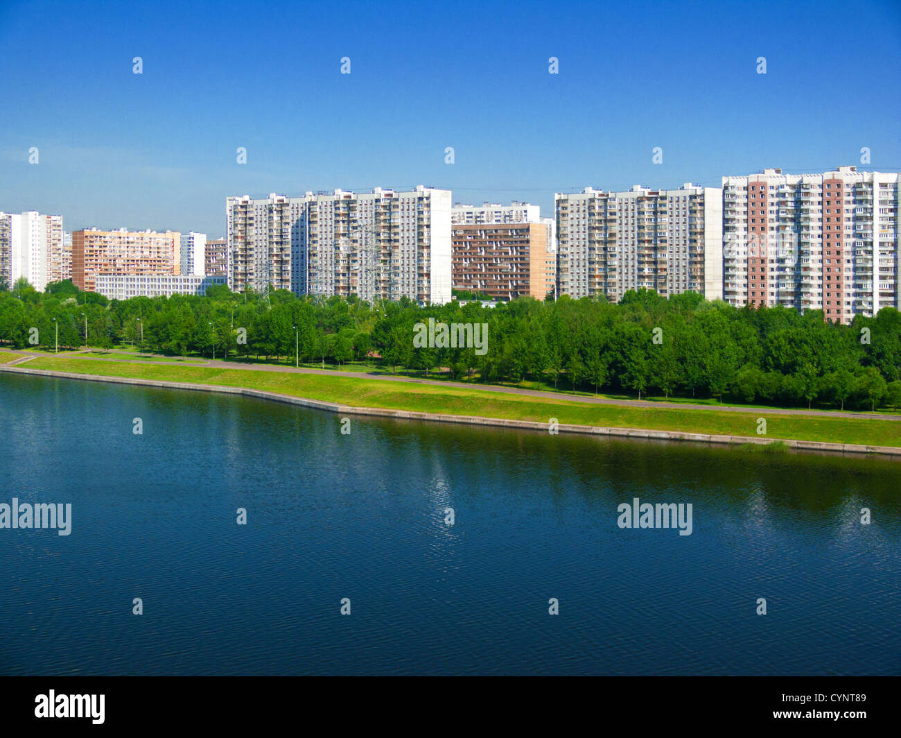 Embankment of the Moskva River on a summer morning Stock Photo