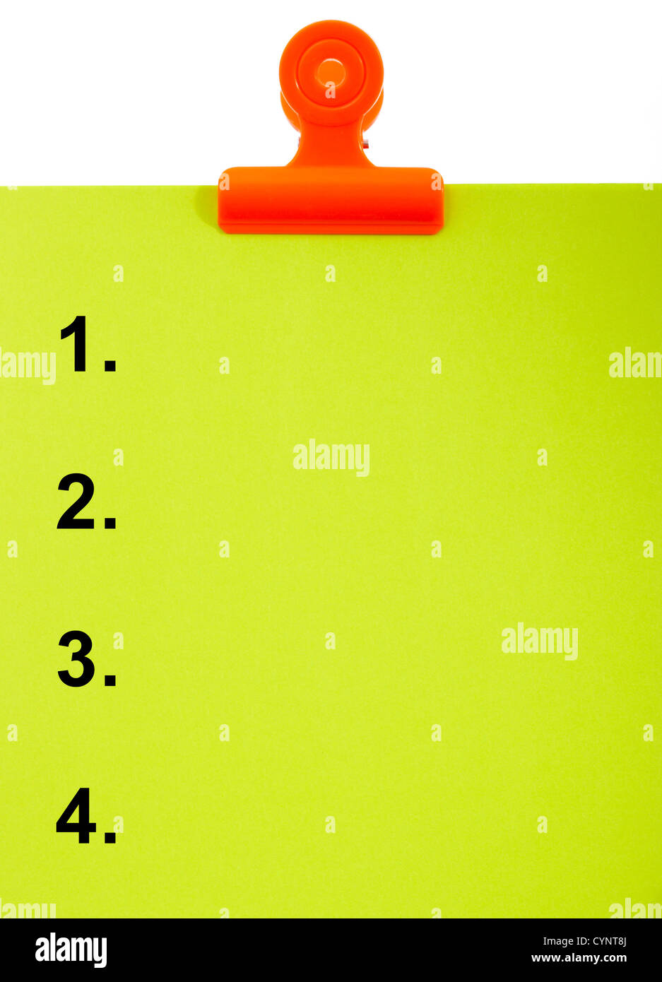 Numbered Clipboard Shows List Or Top 4 Stock Photo