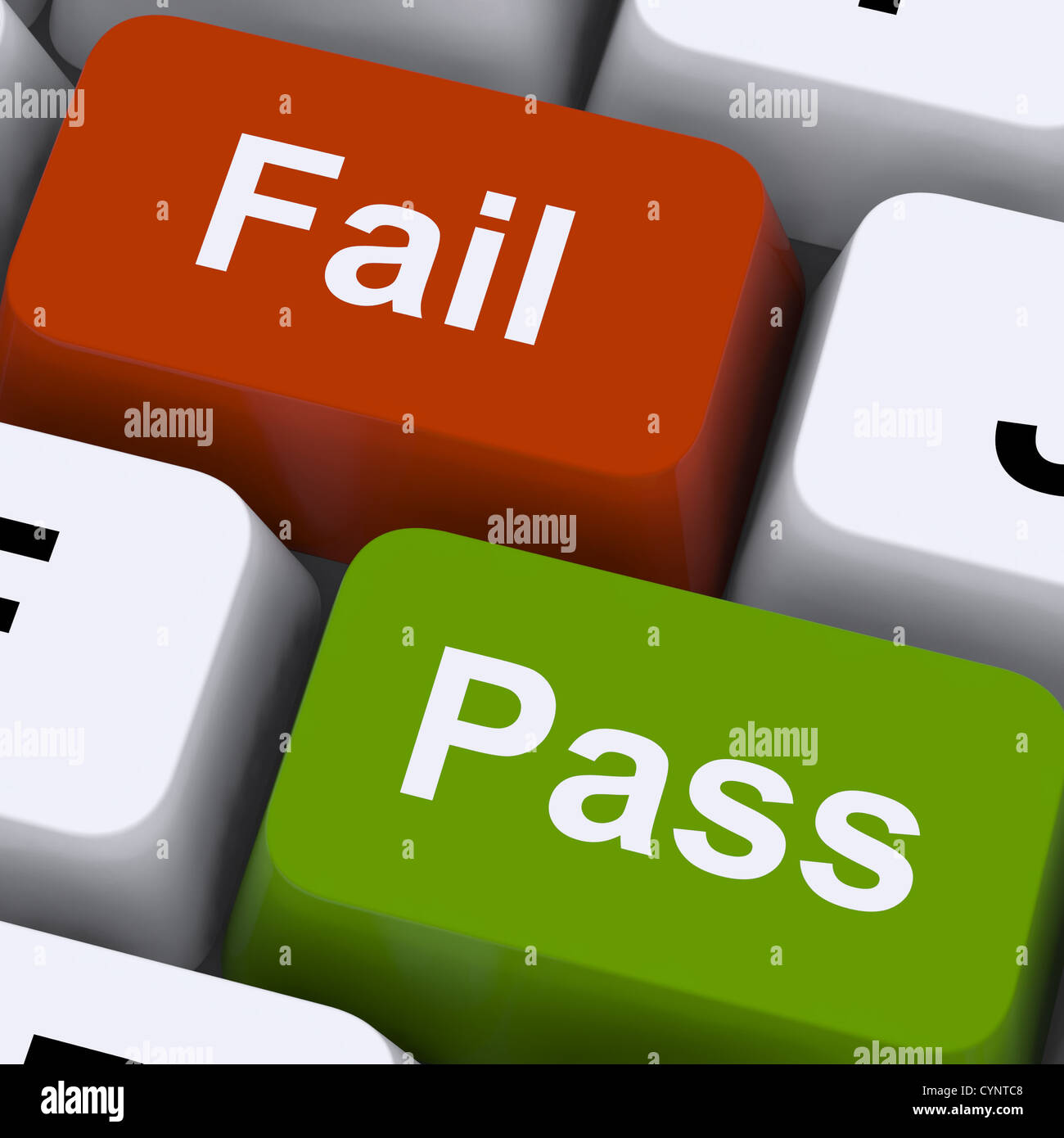Pass Or Fail Keys To Show Exam Or Test Results Stock Photo