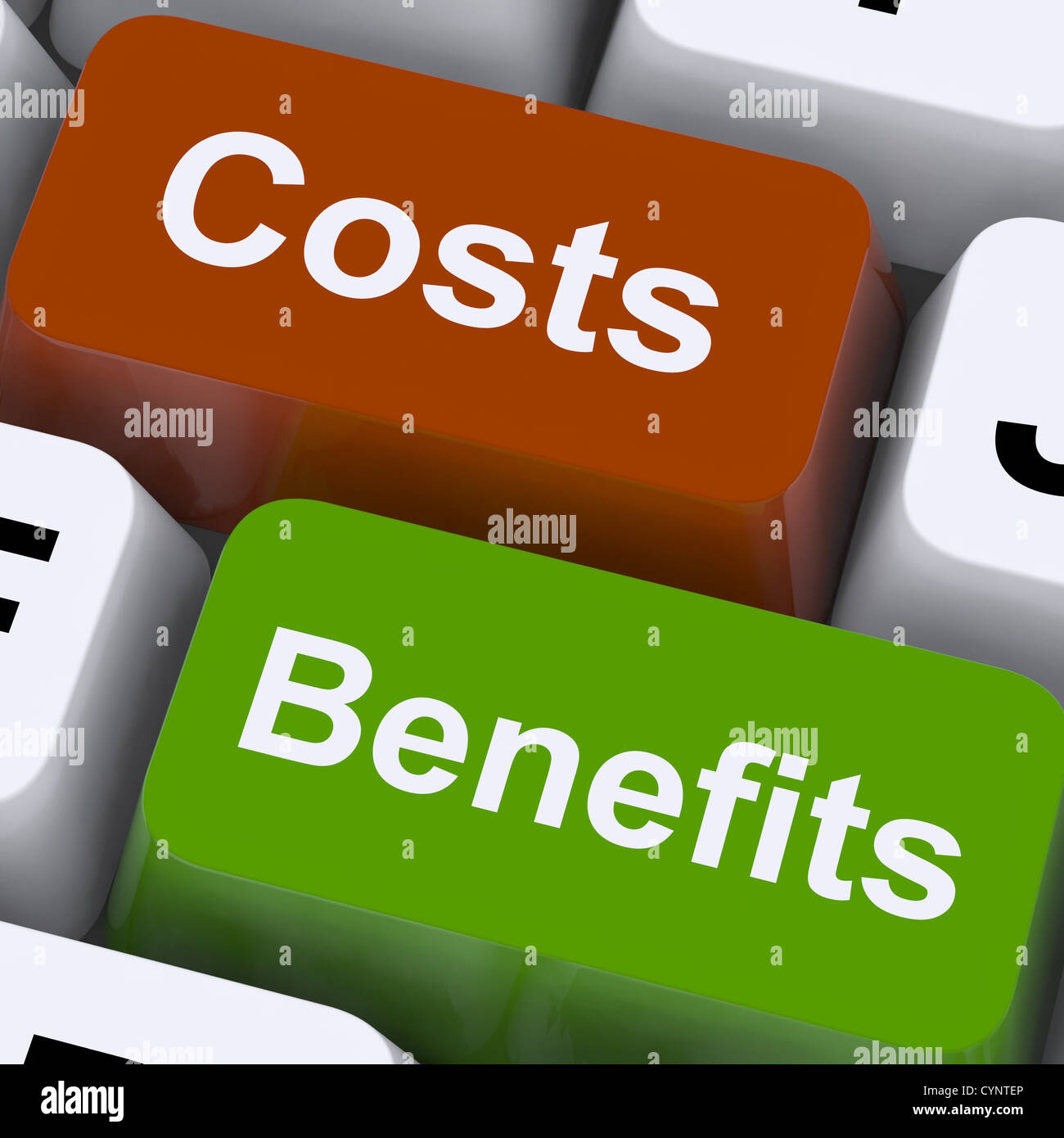 Costs Benefits Keys Show Analysis And Value Of An Investment Stock Photo