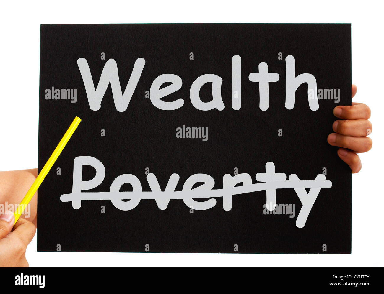 Wealth Board Showing Money And Prosperity Not Poverty Stock Photo