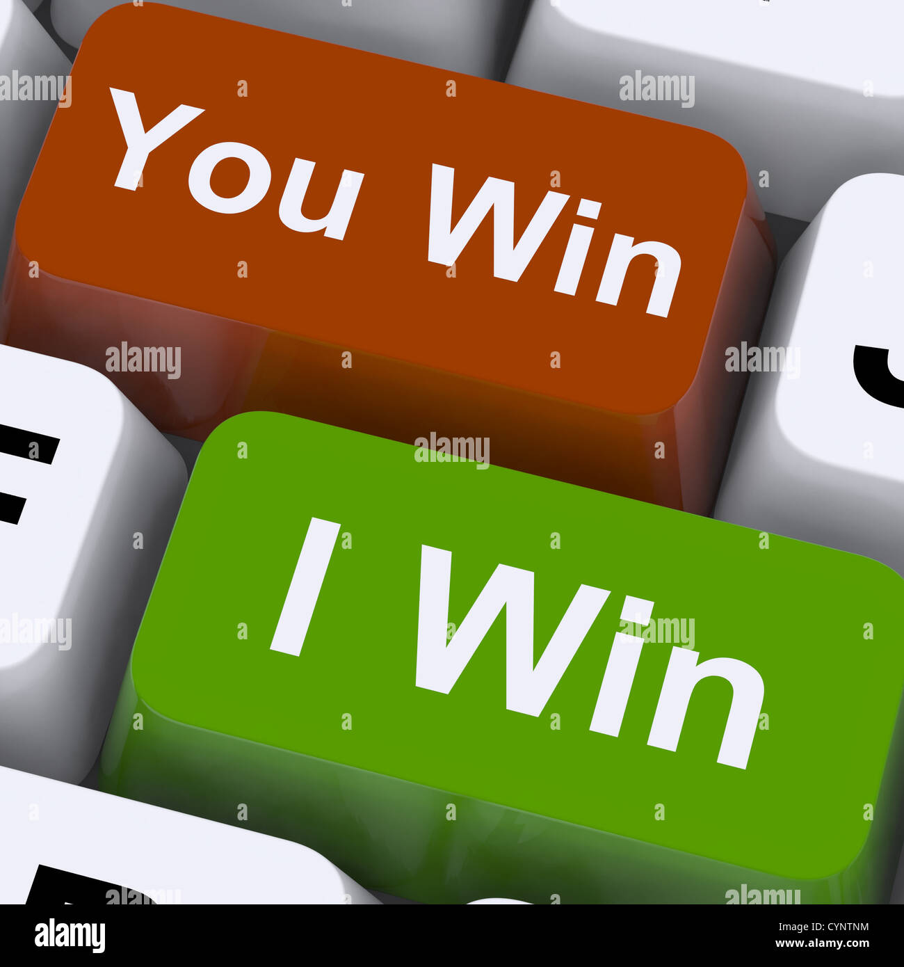 You Or I Win Keys Showing Gambling Or Victory Stock Photo