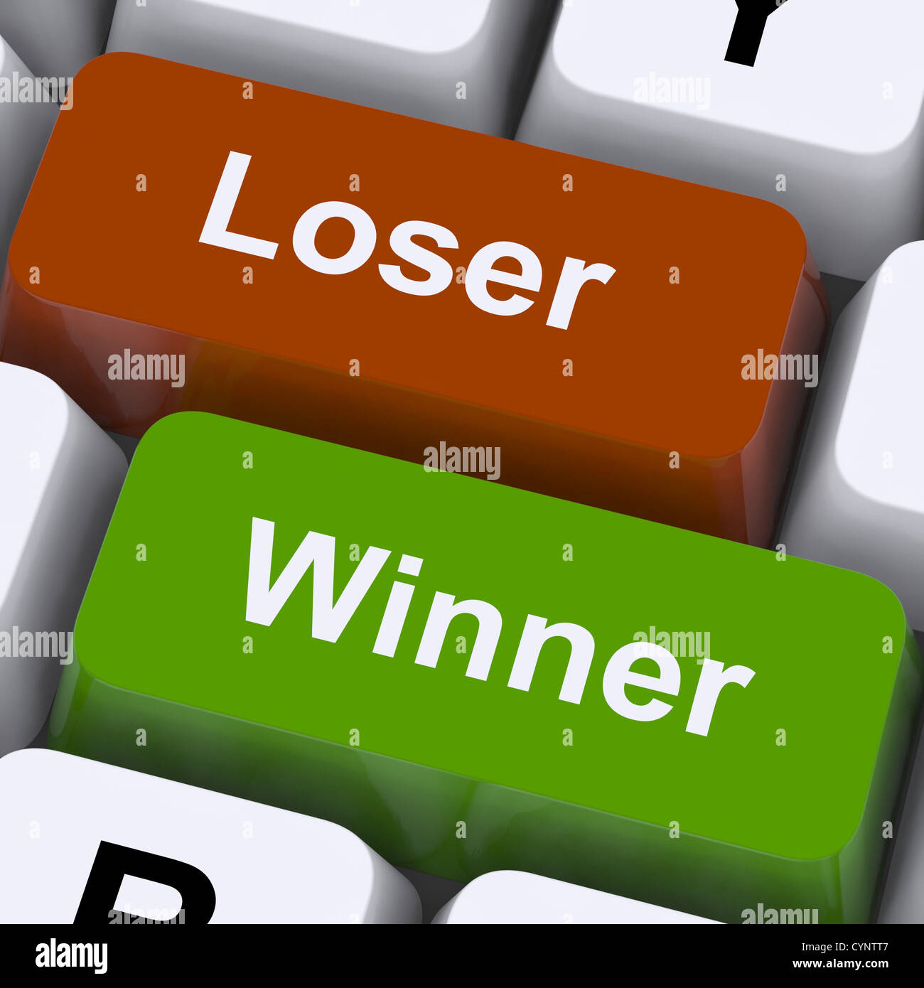 Loser Winner Keys Shows Risk And Chance Online Stock Photo
