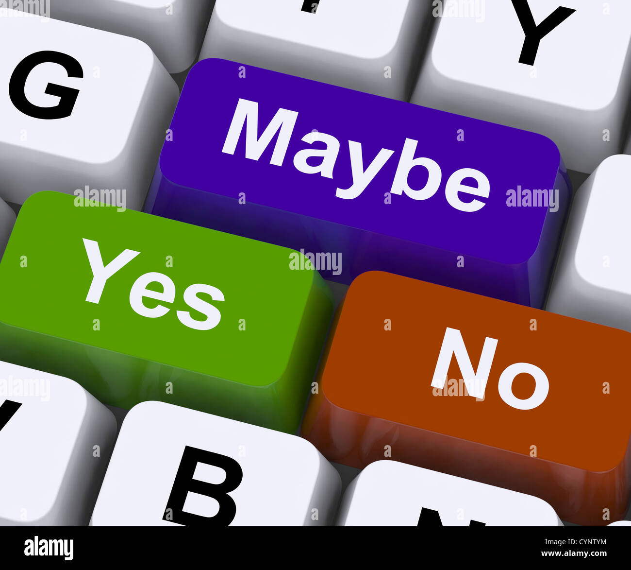 Maybe Yes No Keys Representing Uncertainty And Decisions Stock Photo