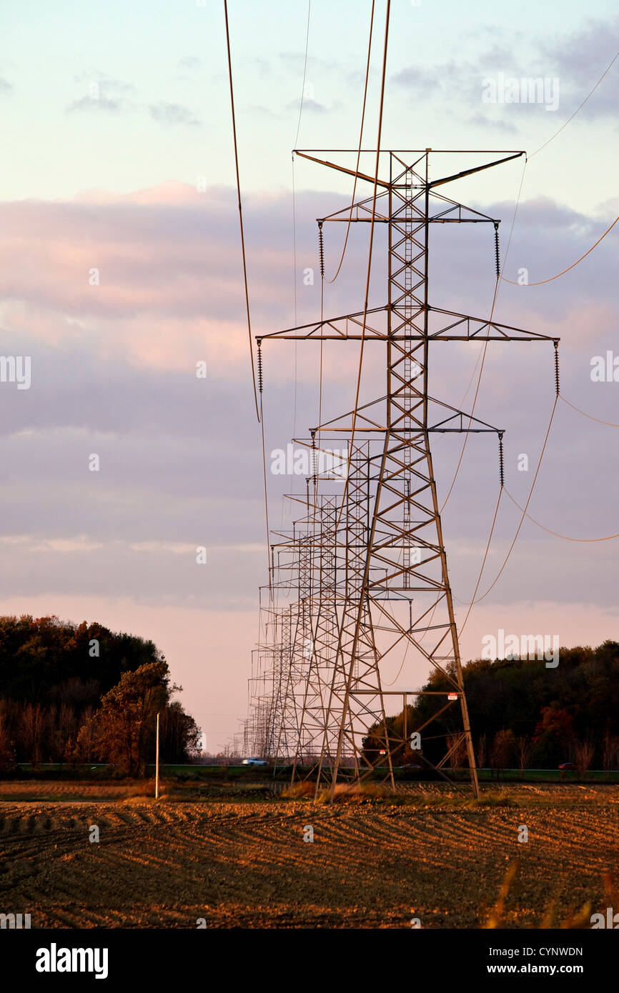 High voltage power lines Stock Photo Alamy