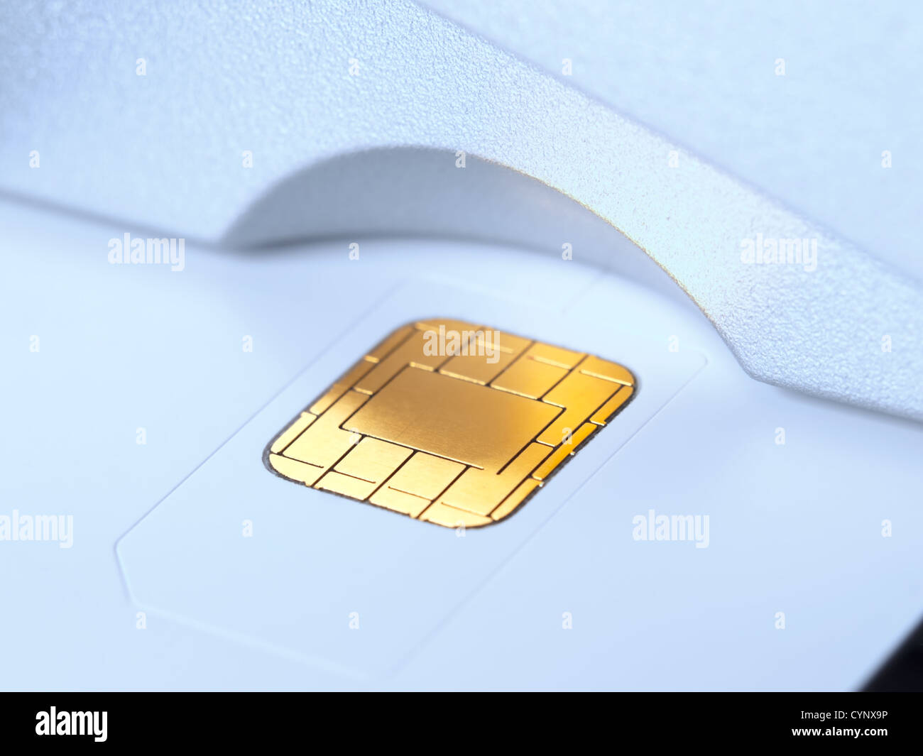 Chip card in the card reader slot, for banking,security,money ,decoding themes Stock Photo
