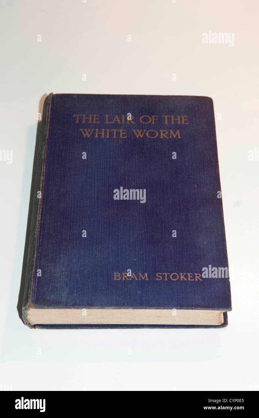 Bram Stoker books - UK - 8th November 2012 : The Lair of the White Worm book by the celebrated novelist Bram Stoker on what would have been his 165th birthday today. This rare book from 1911 was published by W.Foulsham and Co Ltd in the UK a year before his death. Stock Photo
