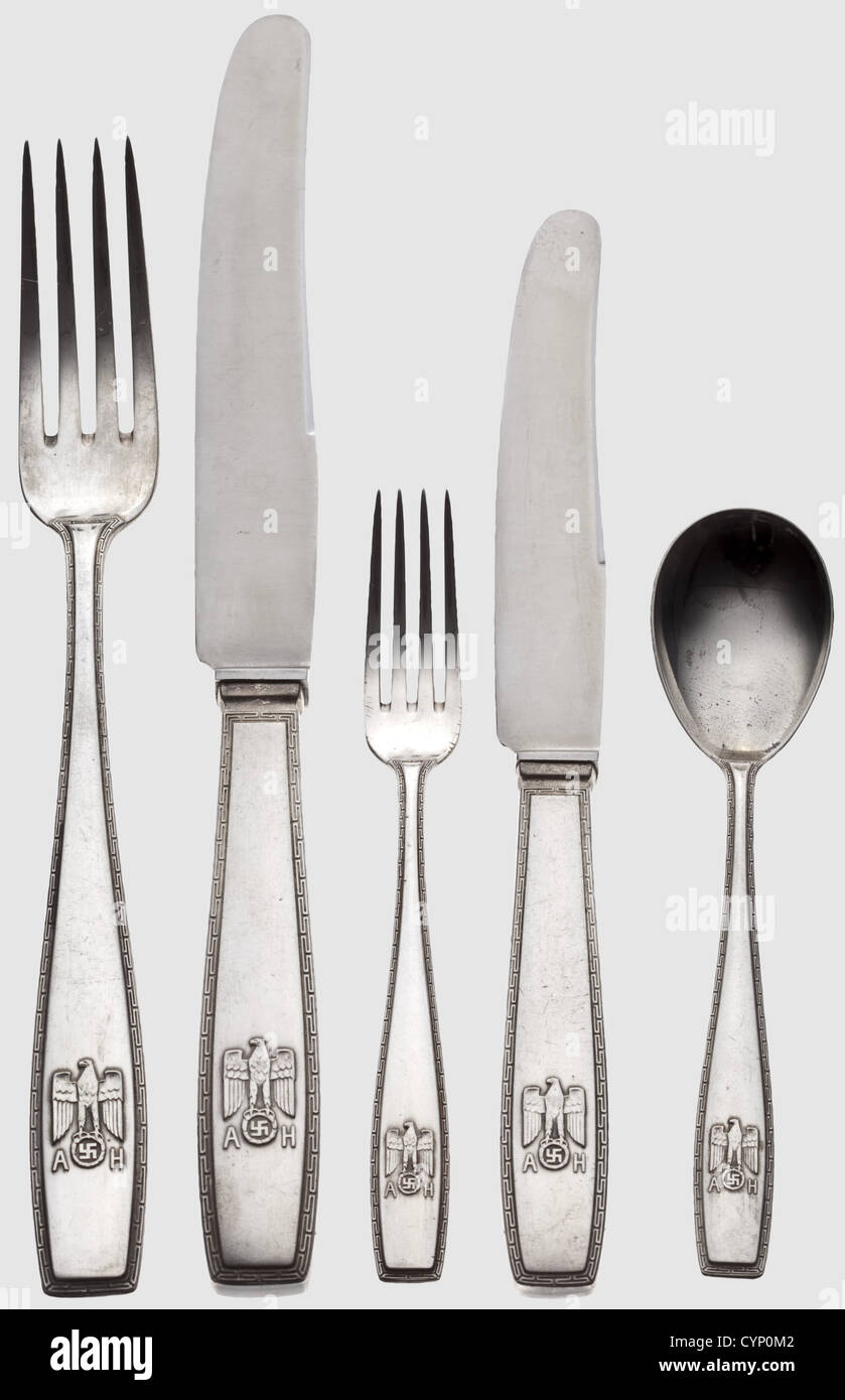 Adolf Hitler - five pieces from his personal table silver,A large knife ...