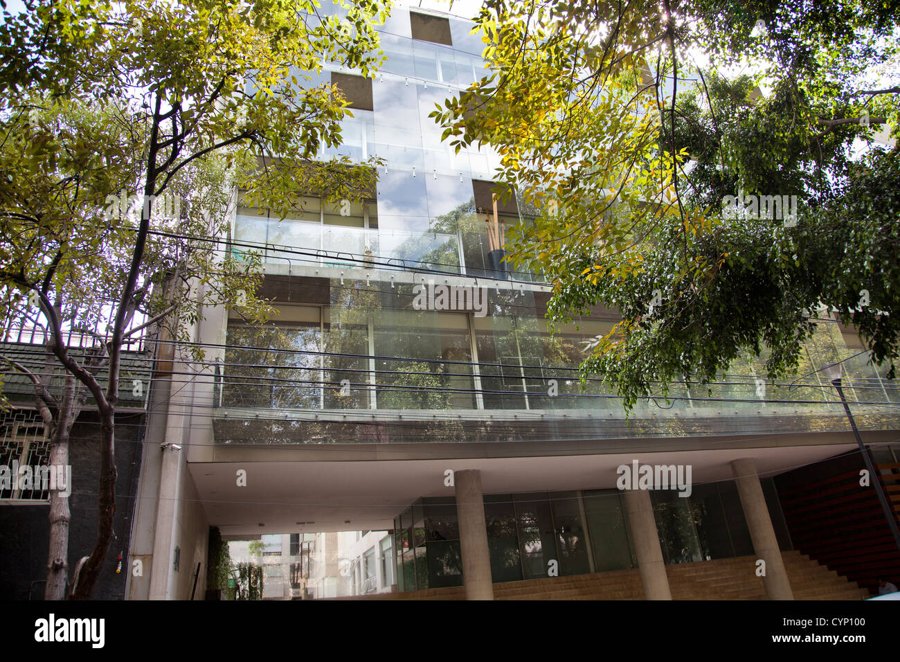 Modern apartment block on Av. Amsterdam in La Condesa in Mexico City DF