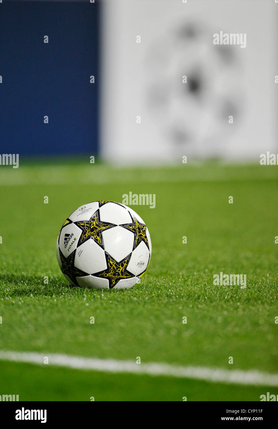 UEFA Champions League Ball Adidas Finale 12 OMB on football pitch Stock  Photo - Alamy