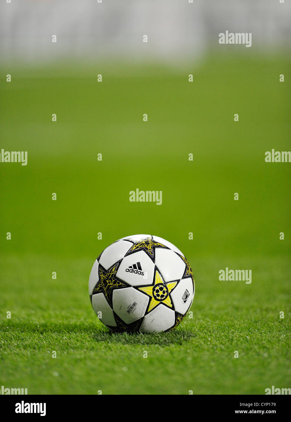 UEFA Champions League Ball Adidas Finale 12 OMB on football pitch Stock  Photo - Alamy