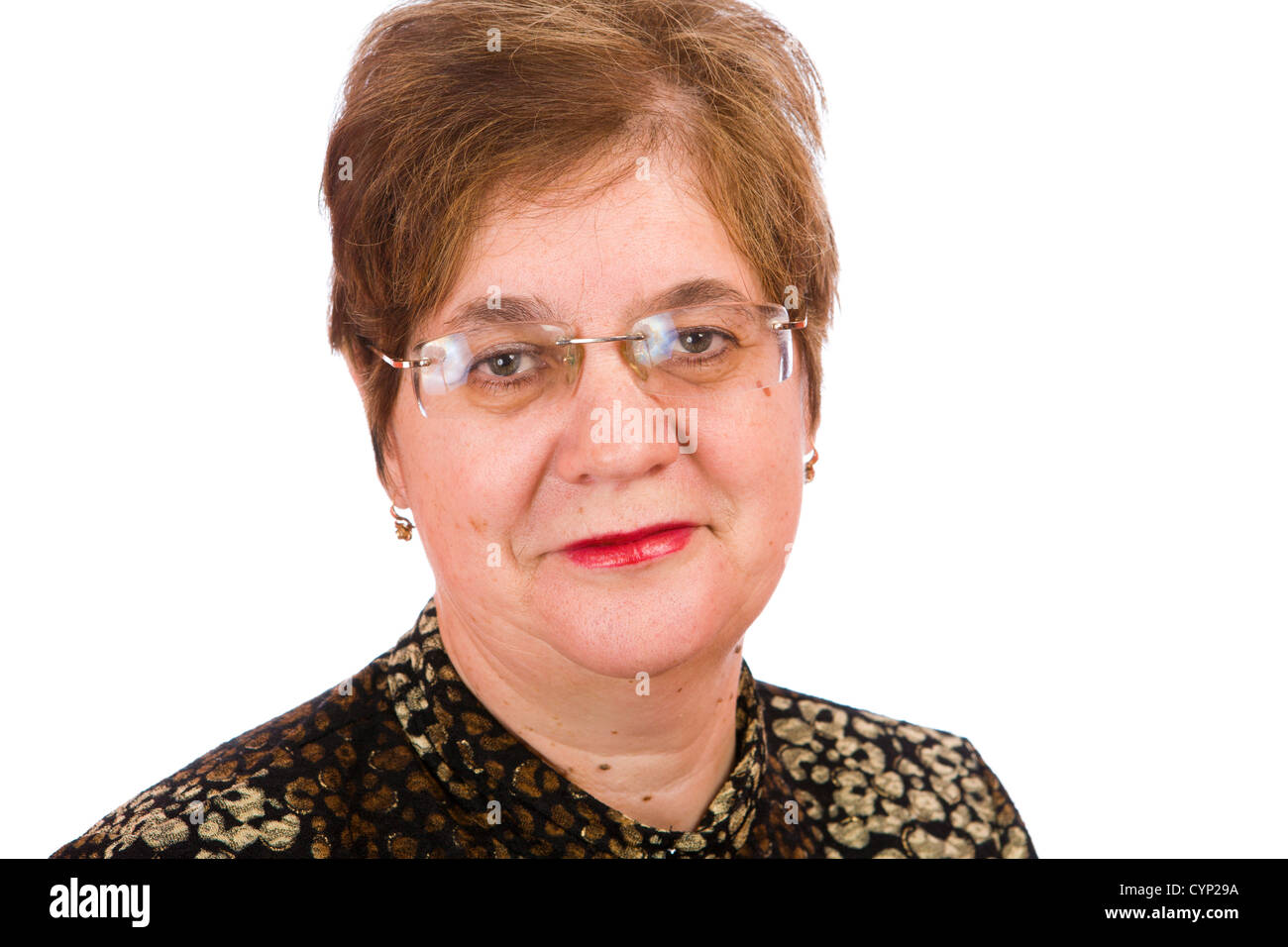Cheerful mature woman glasses hi-res stock photography and images - Alamy