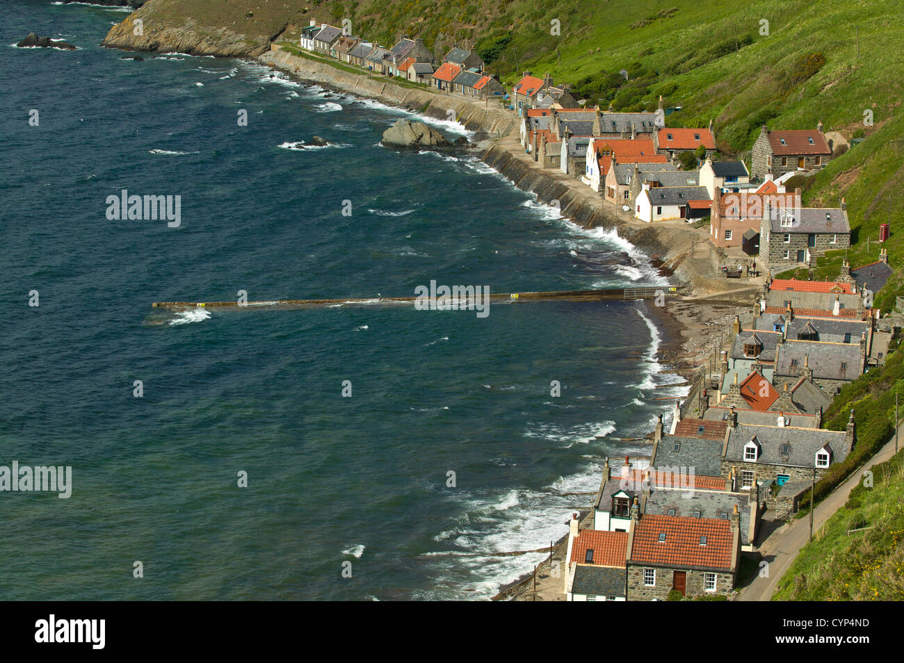 CROVIE FROM THE CLIFFS ABOVE THE HOUSES.SMALL COASTAL VILLAGE OF