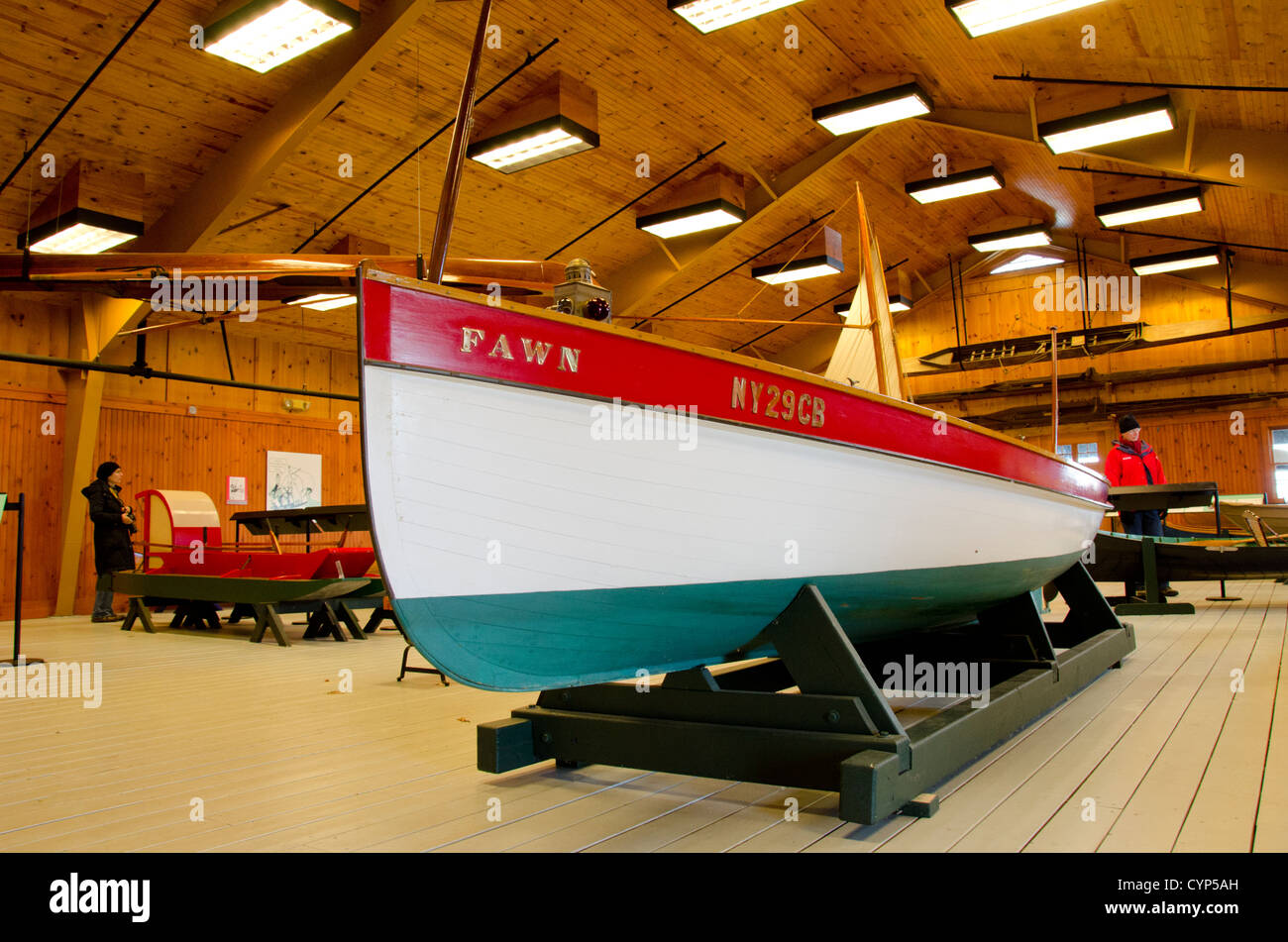 New York, Thousand Islands, St. Lawrence River. Clayton, antique boat