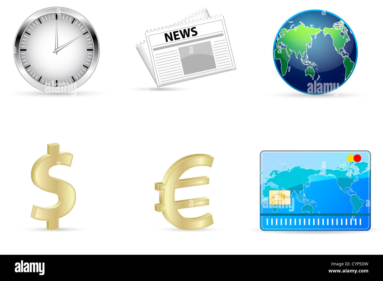 illustration of business icons on white background Stock Photo - Alamy